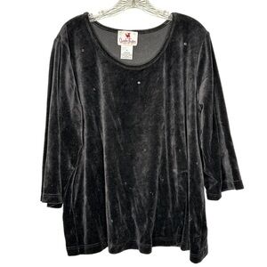 Quacker‎ Factory Black Velvet Top with Sequins